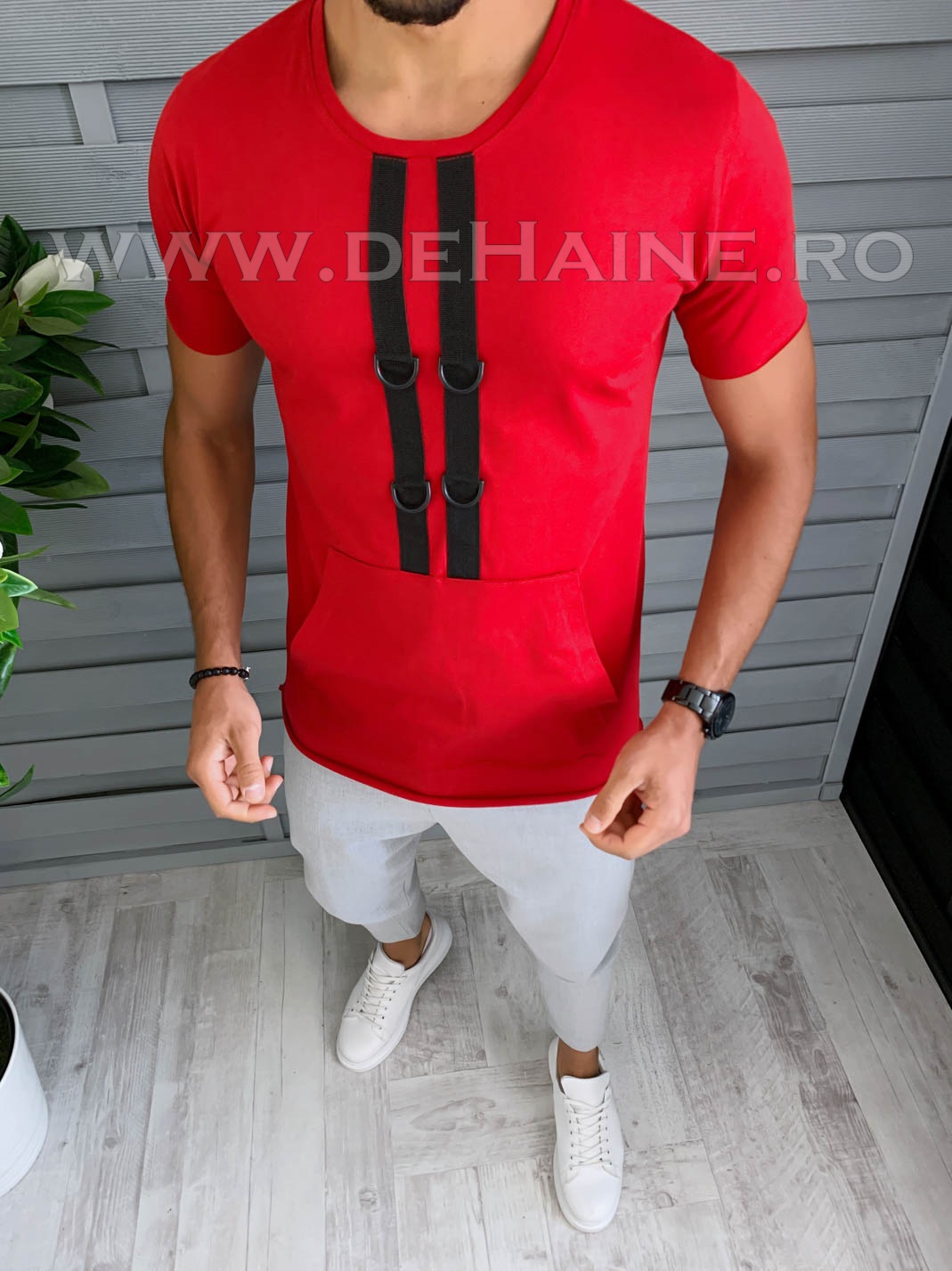Tricou barbati rosu slim fit vagabond b1955 p5-1*